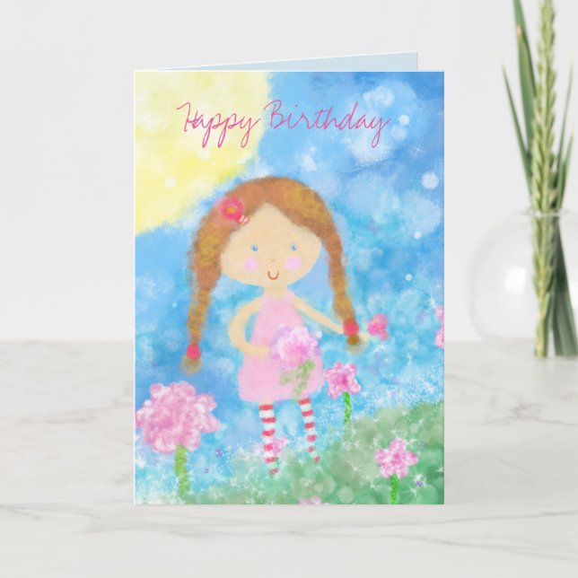 Carte d'anniversaire, fille d'anniversaire, fille  (Devant)