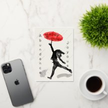 Carte d'anniversaire Fille Rouge parapluie Foil Pe