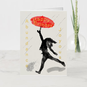 Carte d'anniversaire Fille Rouge parapluie Foil Pe