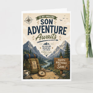 Carte d'anniversaire Fils Aventure Attend