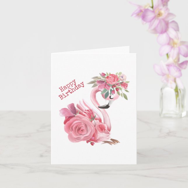 Carte d'anniversaire Flamant rose rose (Orchidée)