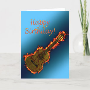Carte d'anniversaire flamboyante de guitare