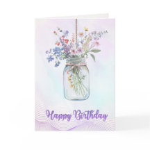 Carte d'anniversaire Fleur Aquarelle Élégante