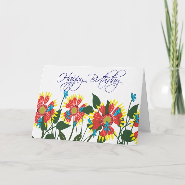 Carte d'anniversaire fleur sauvage (Devant)