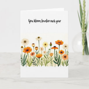 Carte d'anniversaire Fleur sauvage douce