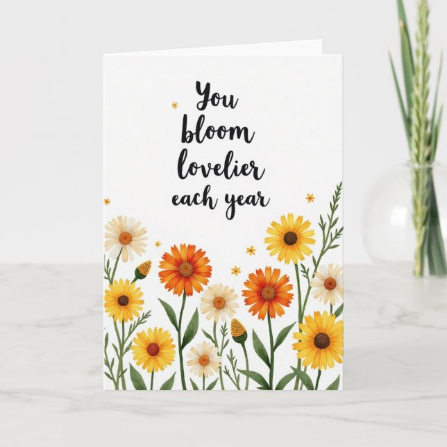 Carte d'anniversaire Fleurie en Fleurs (Devant)