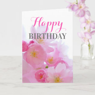 Carte d'anniversaire fleurie rose Sakura cerise