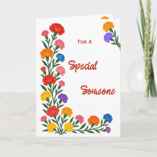 Carte d'anniversaire Fleurs d'œillet pour une pers