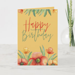 Carte d'anniversaire Floral Fleur sauvage Watercol