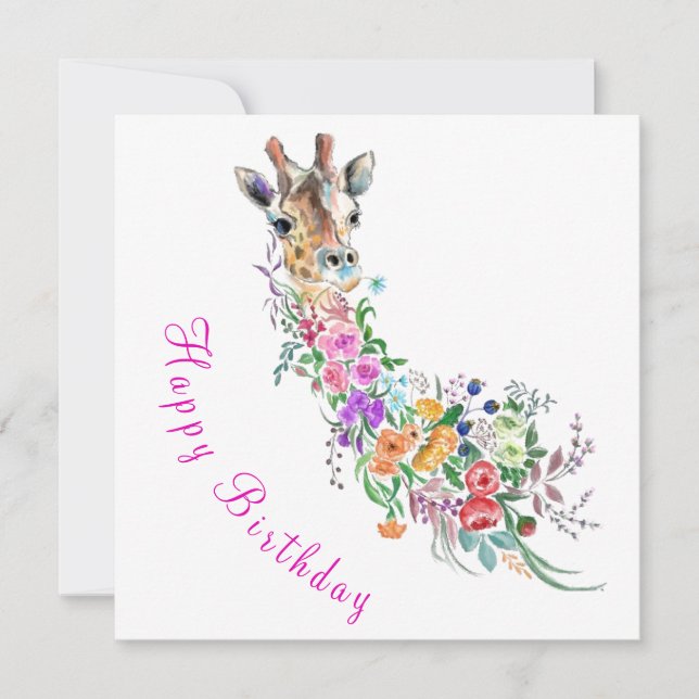 Carte d'anniversaire Floral Giraffe (Devant)