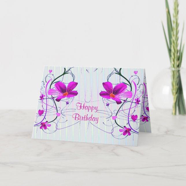 Carte d'anniversaire florale (Devant)