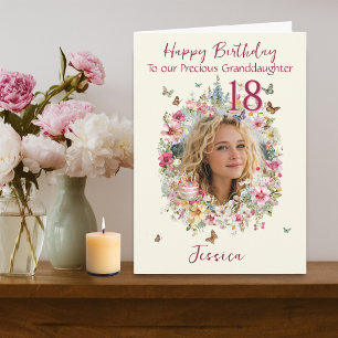 Carte d'anniversaire florale à photo unique