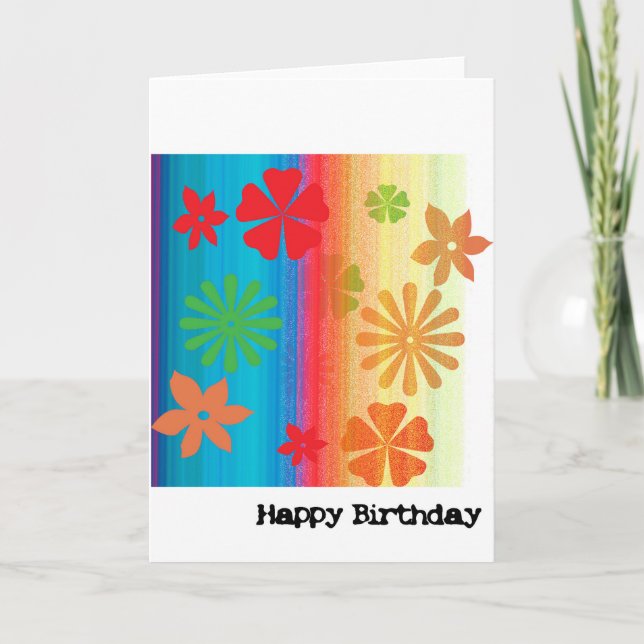Carte d'anniversaire - florale (bleu, oranges) (Devant)