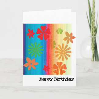 Carte d'anniversaire - florale (bleu, oranges)