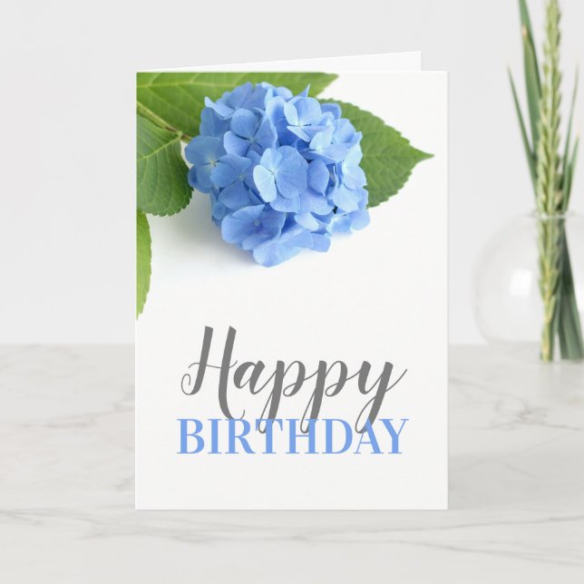 Carte d'anniversaire Florale Blue Hydrangea (Devant)