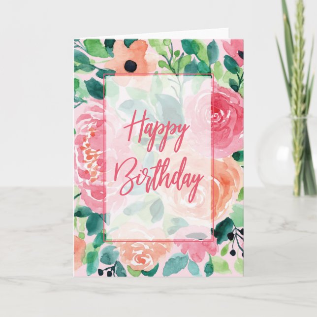 Carte d'anniversaire florale brillante (Devant)