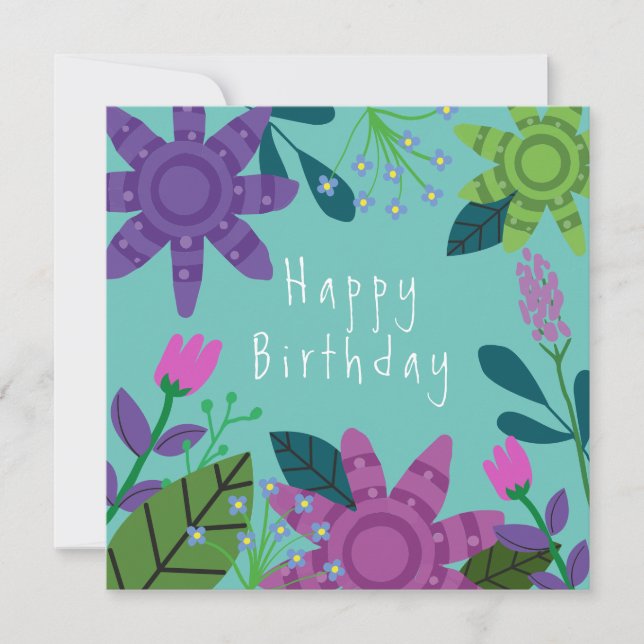 Carte d'anniversaire florale colorée (Devant)