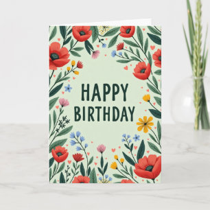 Carte d'anniversaire florale de printemps