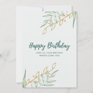 Carte d'anniversaire florale Elegant Greenery Bo
