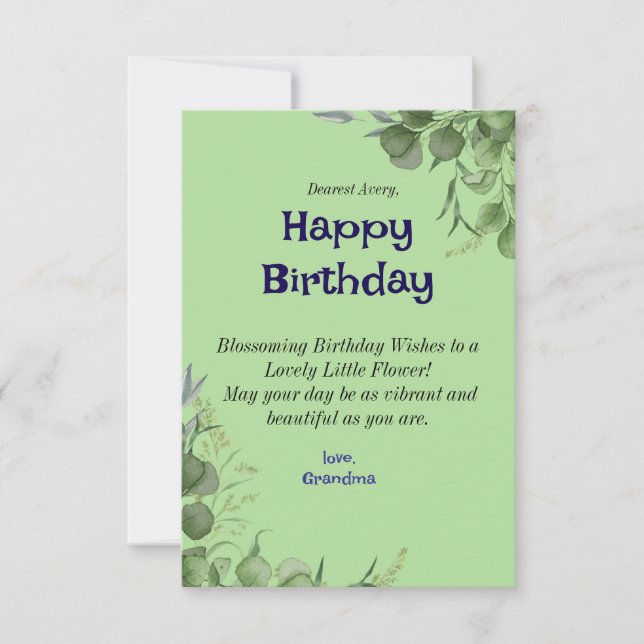 Carte d'anniversaire florale élégante avec Me pers (Devant)