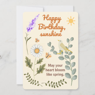 Carte d'anniversaire florale élégante - Thème jard