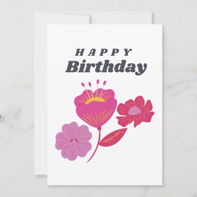 Carte d'anniversaire florale Joyeux Anniversaire - (Devant)