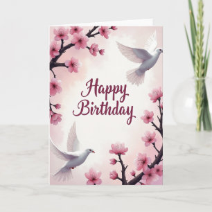 Carte d'anniversaire florale oiseau douce