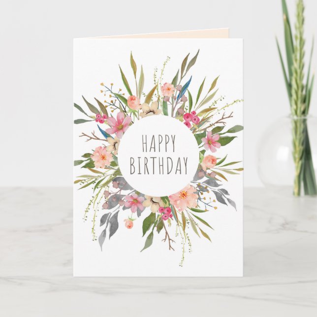 Carte d'anniversaire florale pastel moderne (Devant)