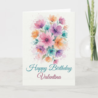 Carte d'anniversaire florale personnalisée à l'aqu