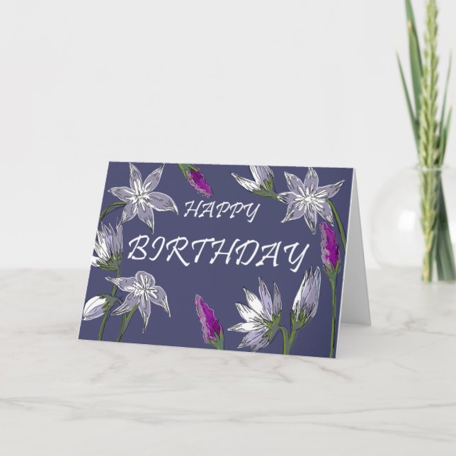 Carte d'anniversaire florale pourpre (Devant)