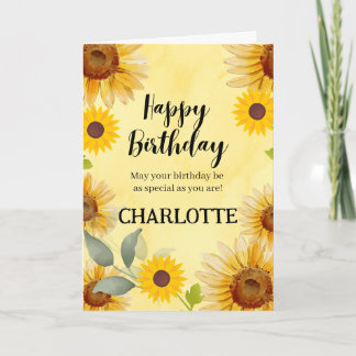 Carte d'anniversaire florale Tournesol