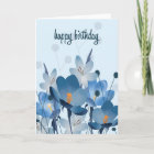Carte d'anniversaire Flore Bleu Art Plat