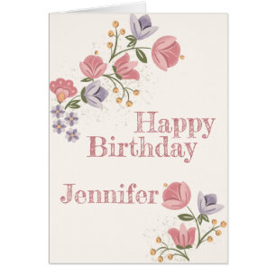 Carte d'anniversaire folk Art Floral