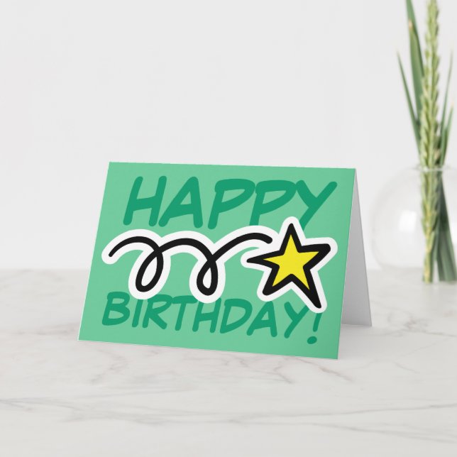 Carte d'anniversaire folle avec étoile jaune (Devant)