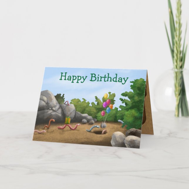Carte d'anniversaire fraîche de ver (Devant)