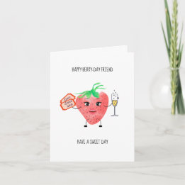 Carte d'anniversaire fraise - Carte pliée mignonne