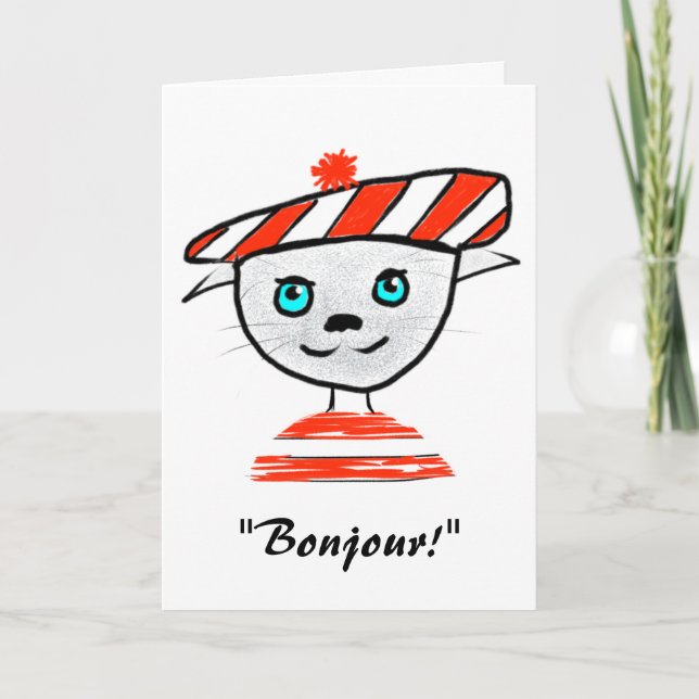 Carte d'anniversaire française de chat (Devant)