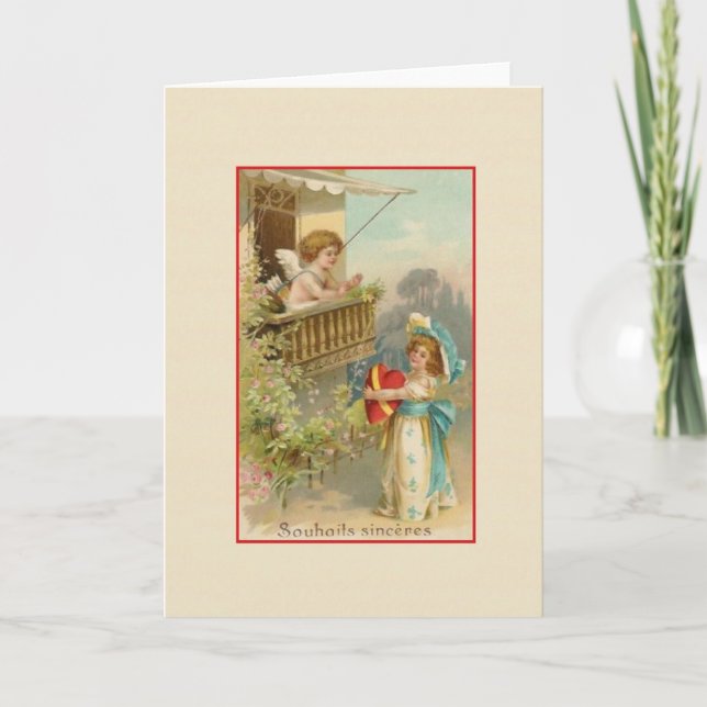 Carte d'anniversaire française victorienne de (Devant)