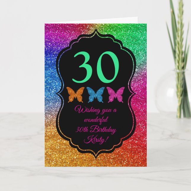 Carte d'anniversaire Fun Rainbow Gradient Glitter  (Devant)
