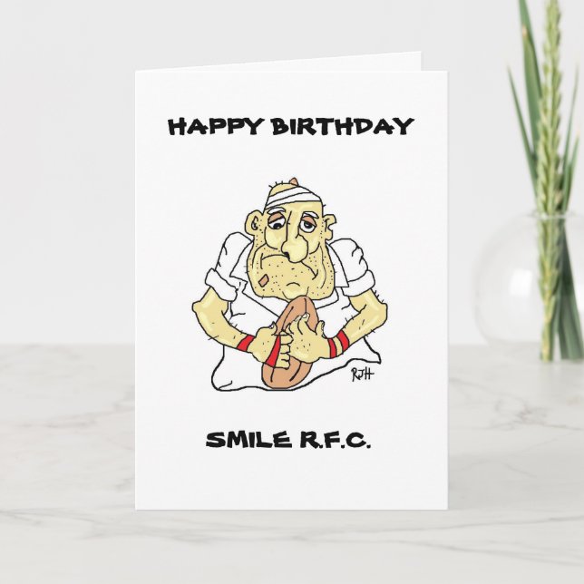 CARTE D'ANNIVERSAIRE FUNNY RUGBY (Devant)
