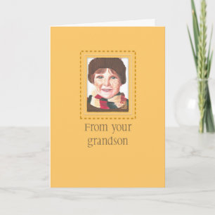 Carte d'anniversaire Garçon à grand-mère à tête ro