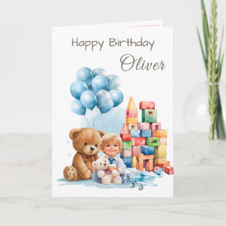 Carte d'anniversaire garçon aquarelle Joyeux Anniv