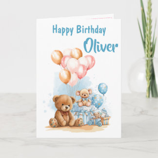 Carte d'anniversaire garçon jouets aquarelle