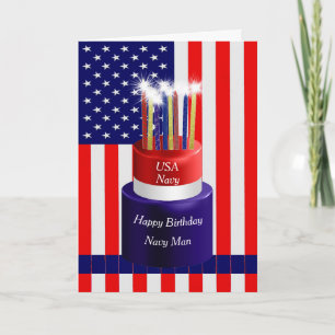 Carte d'anniversaire gâteau et drapeau pour homme 