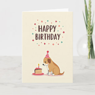 Carte d'anniversaire gâteau pour chien joueur