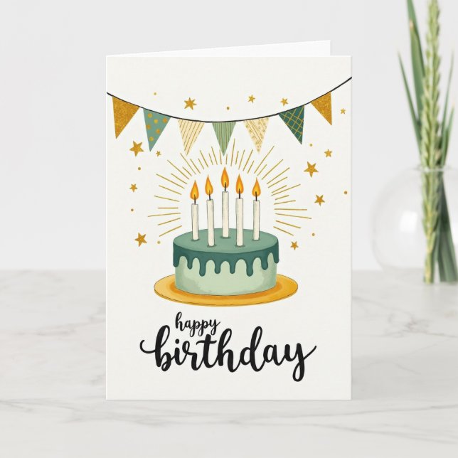 Carte d'anniversaire Gâteau Vert (Devant)