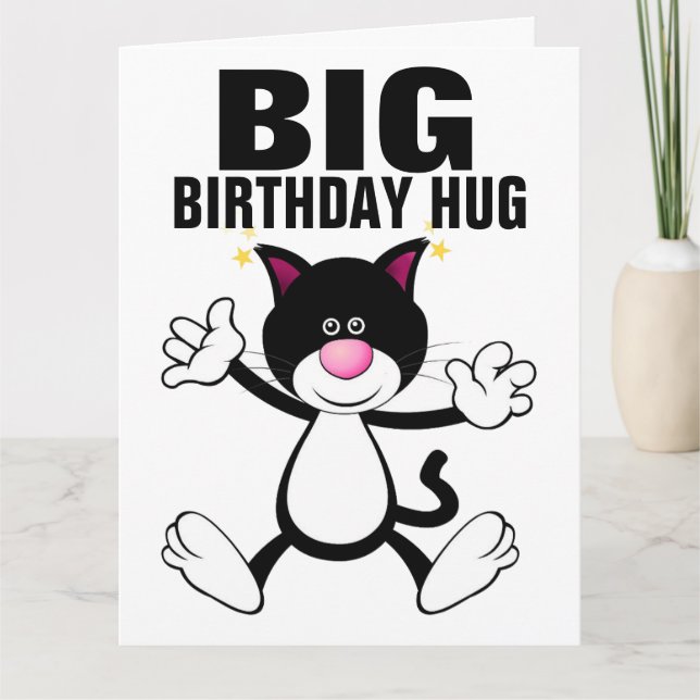 CARTE D'ANNIVERSAIRE GÉANTE AVEC UN CÂLIN DE CHAT (Devant)