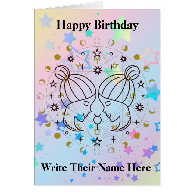 Carte d'anniversaire Gemini Astrology du 21 mai au (Devant)
