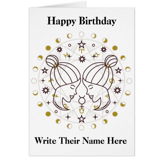Carte d'anniversaire Gemini Astrology du 21 mai au (Devant)