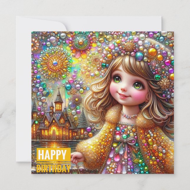 CARTE D'ANNIVERSAIRE ~ Gemmes et feux d'artifice ~ (Devant)